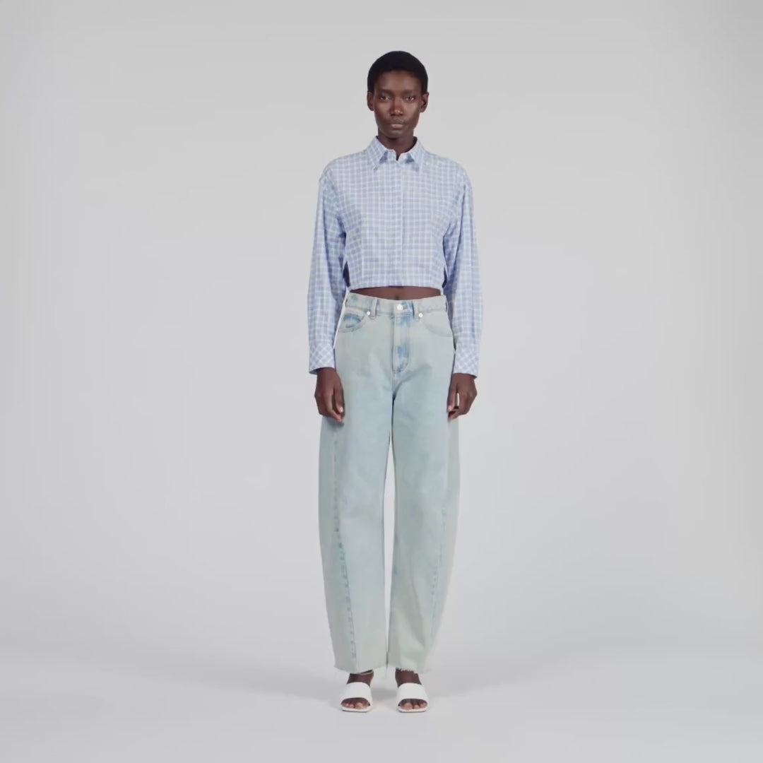 Ethan Faded Barrel Cotton Jeans Sky Blue