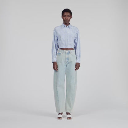 Ethan Faded Barrel Cotton Jeans Sky Blue
