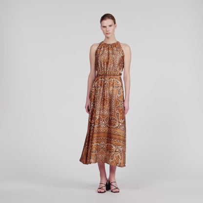 Melanie Bandana-Print Maxi Dress Brown / Black