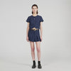 Elianna Buttoned Crop Top Navy Blue