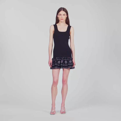 Dalya Short knit dress with studs Black