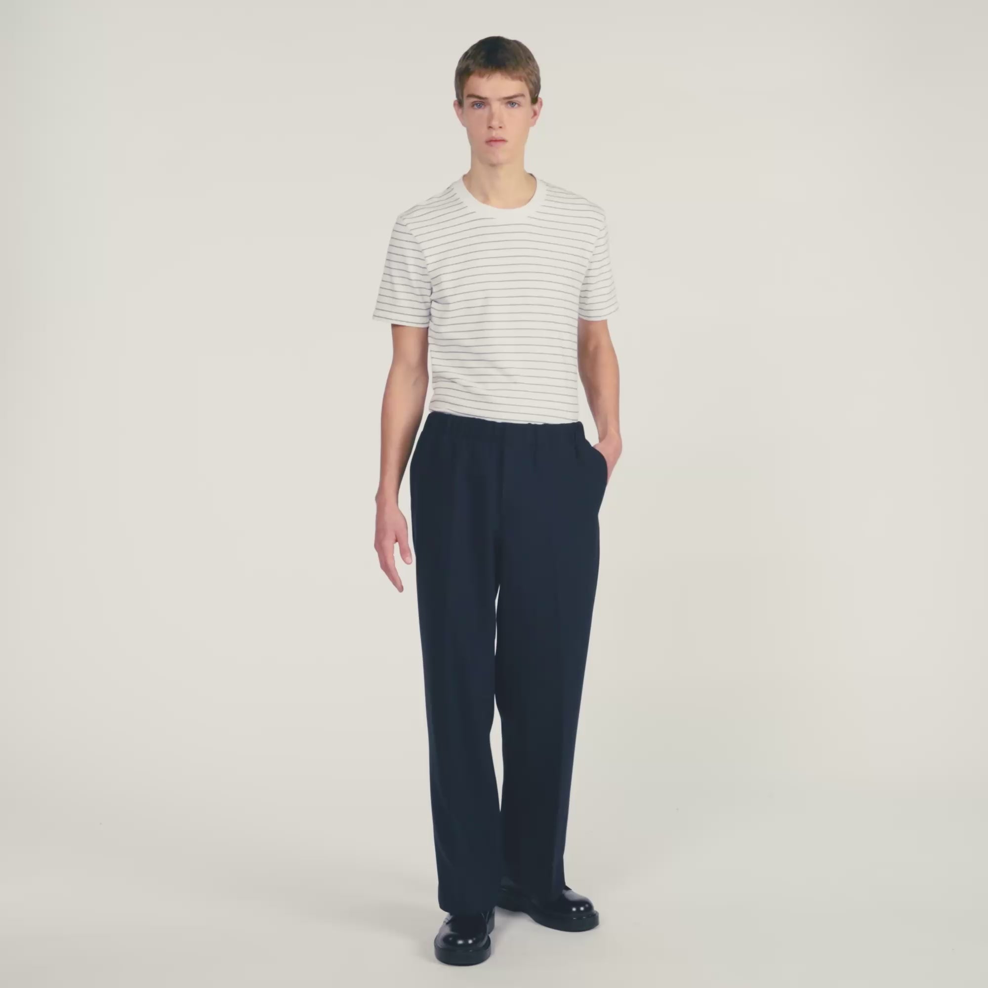 Large Jersey Wide-Leg Trousers Navy Blue