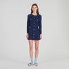 Claudie Cropped Rib Knit Cardigan Navy Blue
