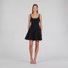 Nelya Short Dress With Rhinestone Neck Black