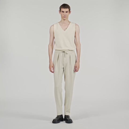 Jersey Pli Elasticated Straight-Leg Trousers Putty