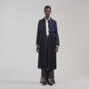Regine Trench with pleated leather collar Navy Blue