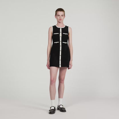 Fiorella Short Velvet Knit Dress Black