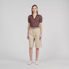 Driss Striped V-Neck Polo Jumper Brown