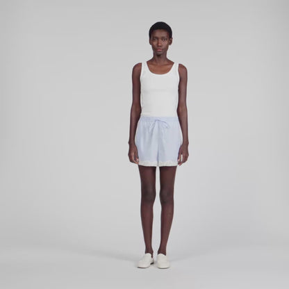 Gaianne Lace Detail Shorts Sky Blue