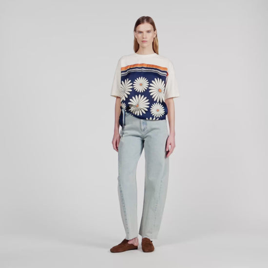 Daisy Teeshirt Scarf Print T-Shirt DEEP BLUE / OCHER