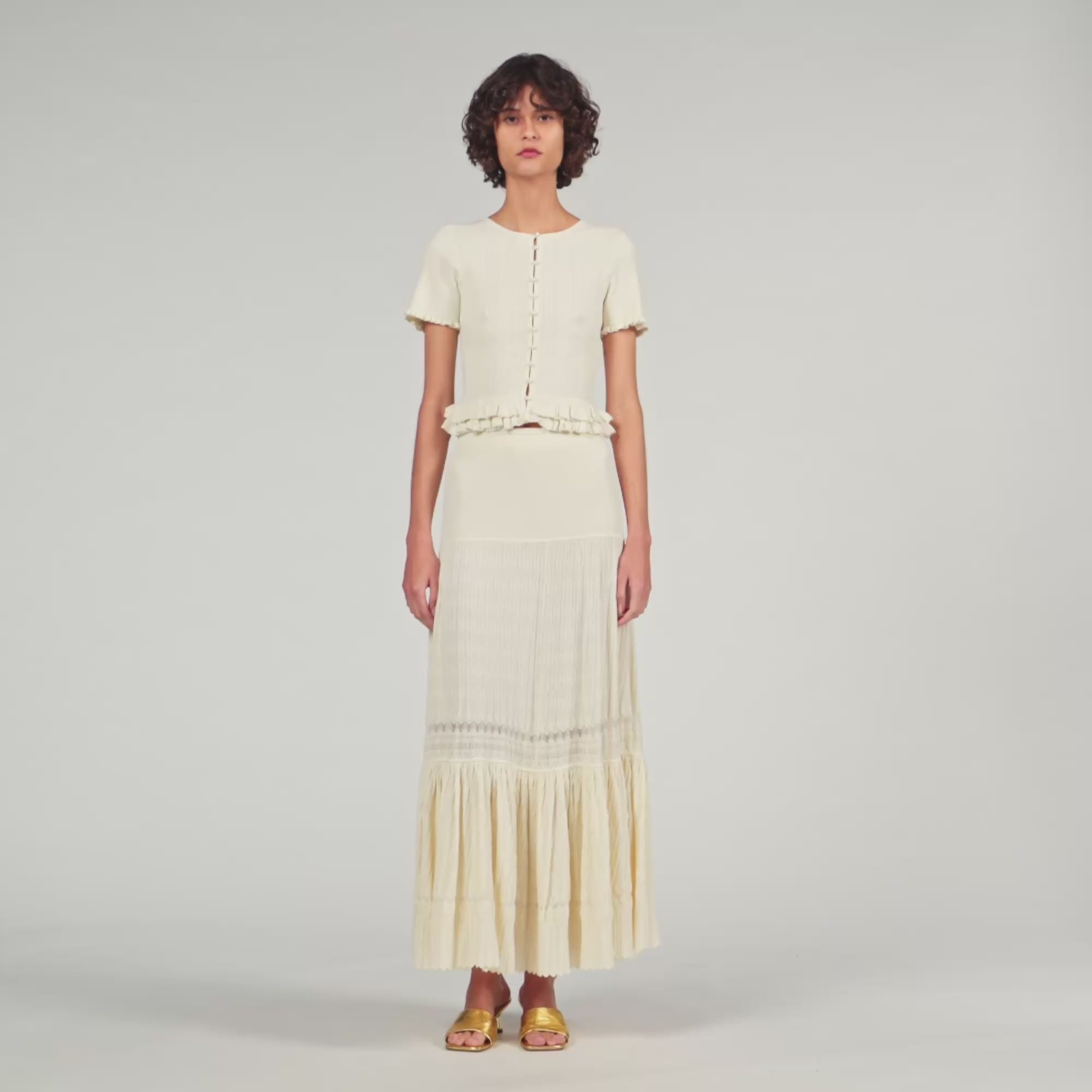 Aria Long Knit Skirt Ecru