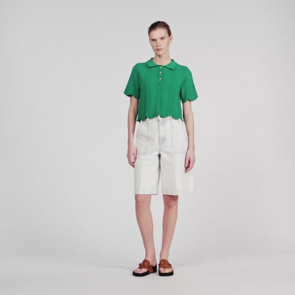 Campea Cropped Decorative Knit Jumper EMEURAUDE GREEN
