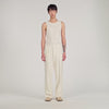 Large Jersey Wide-Leg Trousers Ecru