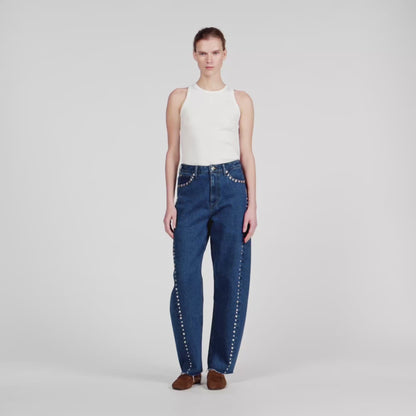 Tomy Rhinestone Barrel Jeans BLUE JEAN