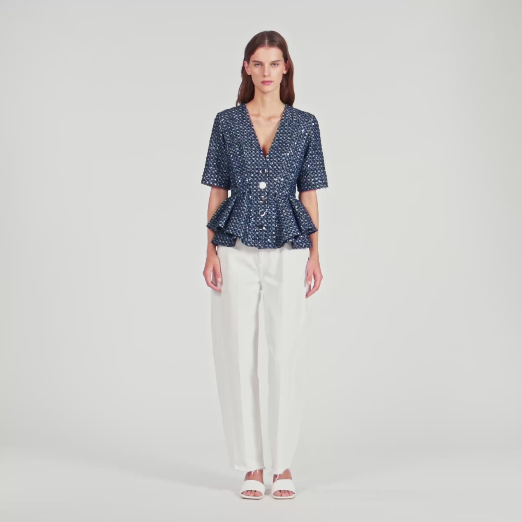 Billie Sequinned Jacket Navy Blue