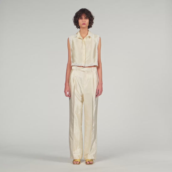 Myrel Satin Trousers Cream
