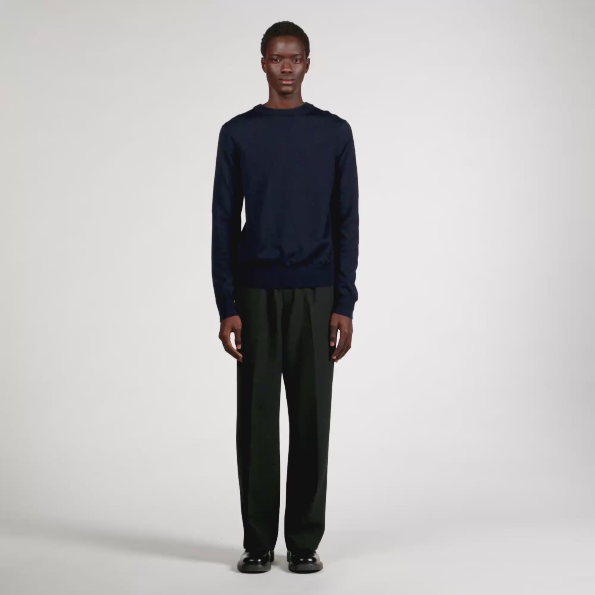 Industrial Wool jumper with a high collar Black