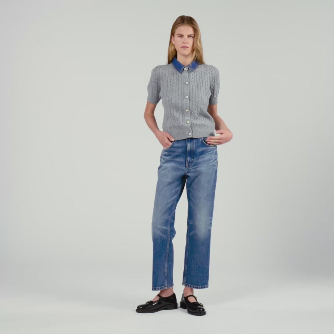 Mado Cardigan With Denim Collar Grey