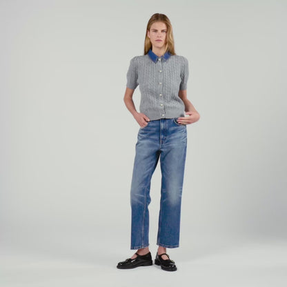 Mado Cardigan With Denim Collar Grey